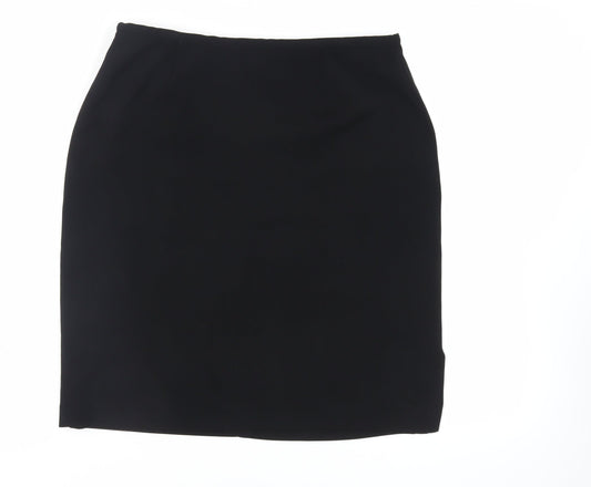 AMARANTO Womens Black Polyester Straight & Pencil Skirt Size 16 Zip