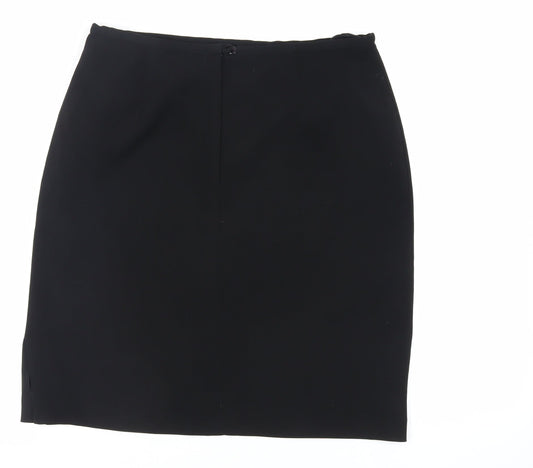 AMARANTO Womens Black Polyester Straight & Pencil Skirt Size 16 Zip