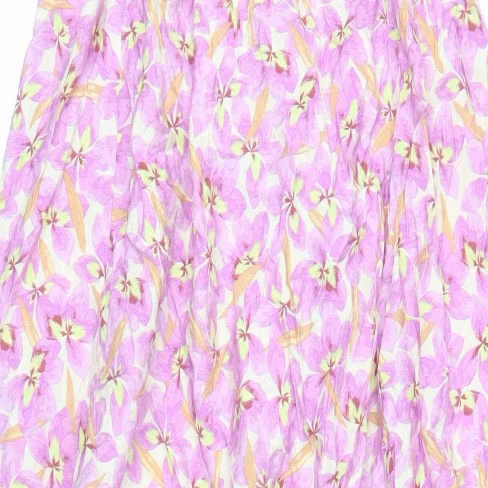 H&M Womens Purple Floral Viscose Slip Dress Size M V-Neck Pullover - Ruffle