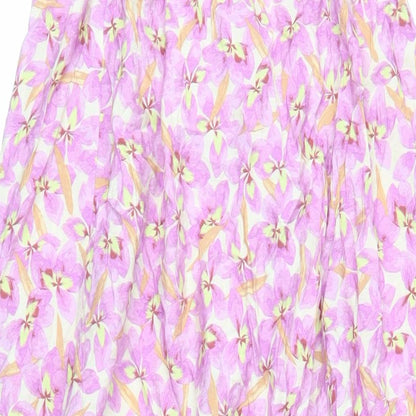 H&M Womens Purple Floral Viscose Slip Dress Size M V-Neck Pullover - Ruffle