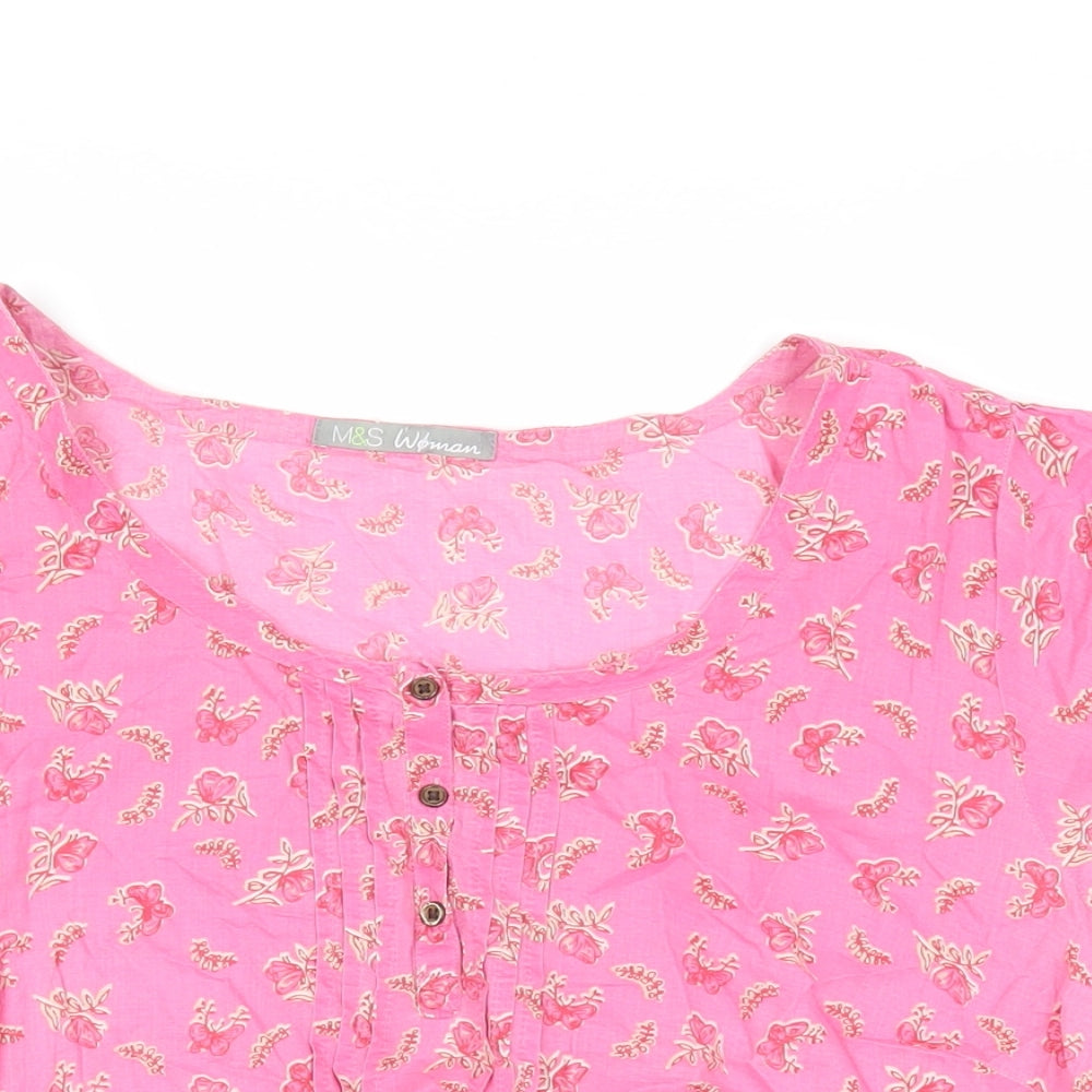 Womens UK Size 16 Marks and Spencer Pink Basic Blouse