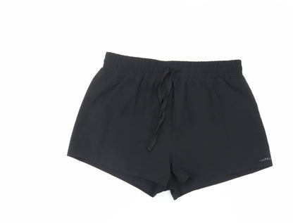 USA Pro Womens Black Polyester Athletic Shorts Size 14 L3 in Regular Drawstring - Gym Workout Running