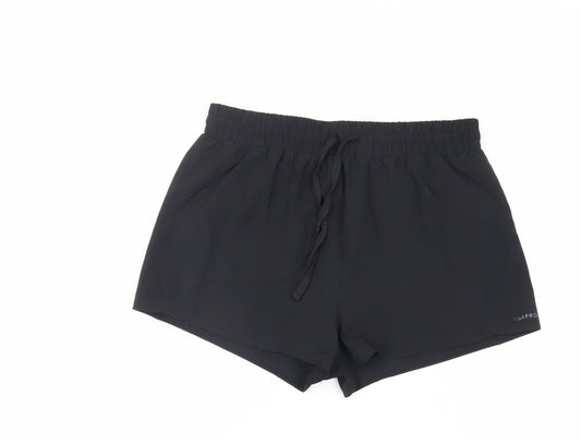 USA Pro Womens Black Polyester Athletic Shorts Size 14 L3 in Regular Drawstring - Gym Workout Running