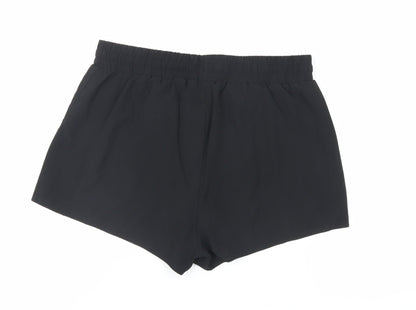 USA Pro Womens Black Polyester Athletic Shorts Size 14 L3 in Regular Drawstring - Gym Workout Running