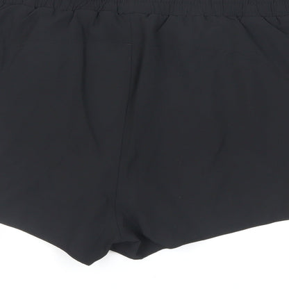 USA Pro Womens Black Polyester Athletic Shorts Size 14 L3 in Regular Drawstring - Gym Workout Running