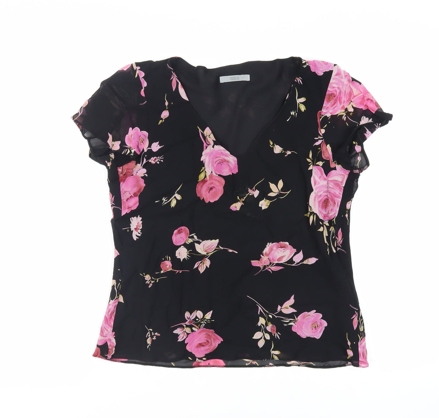 Womens UK Size 14 Marks and Spencer Black Basic Blouse