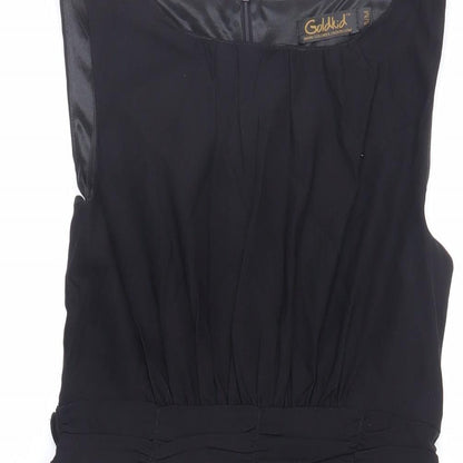 GOLDKID Womens Black Geometric Polyester Fit & Flare Size S Boat Neck Zip