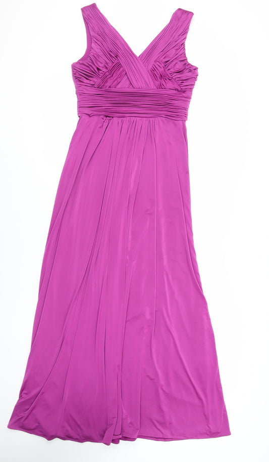 John Lewis Womens Purple Polyester Ball Gown Size 12 V-Neck Zip