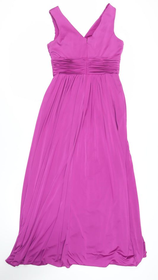 John Lewis Womens Purple Polyester Ball Gown Size 12 V-Neck Zip