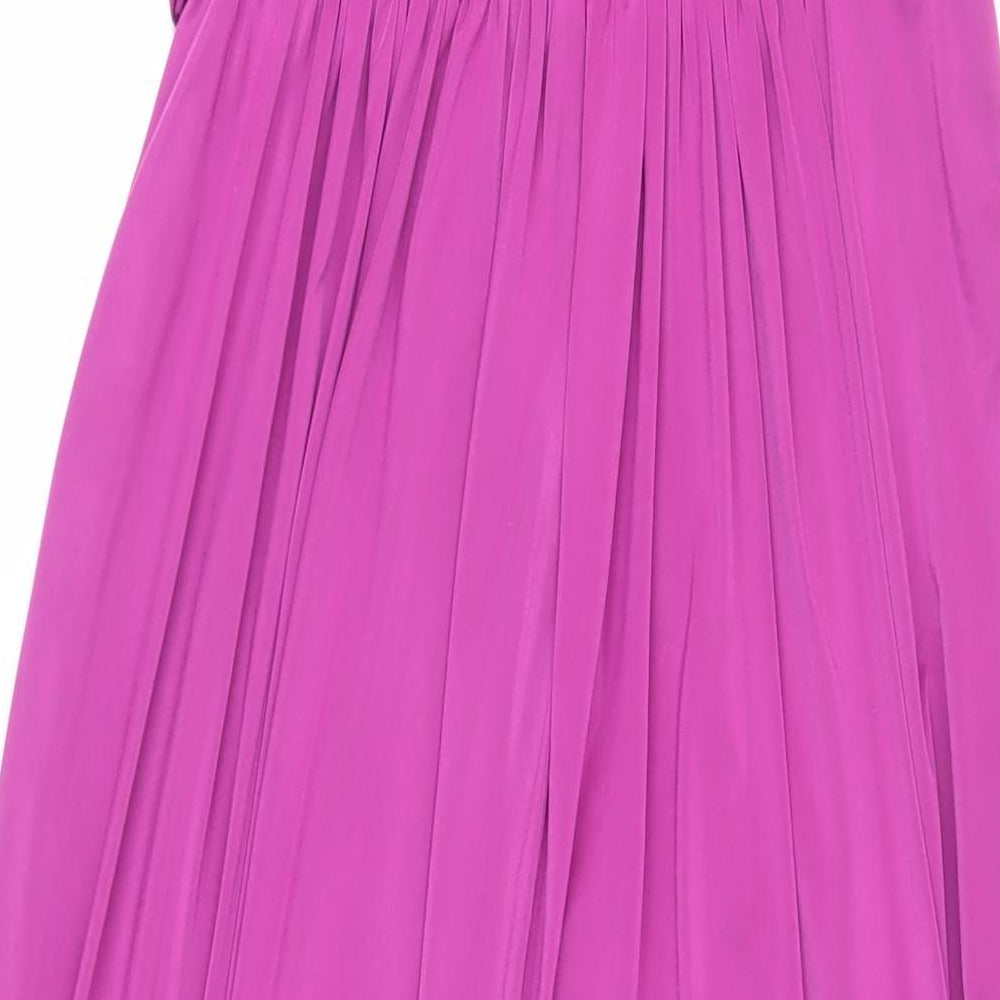 John Lewis Womens Purple Polyester Ball Gown Size 12 V-Neck Zip