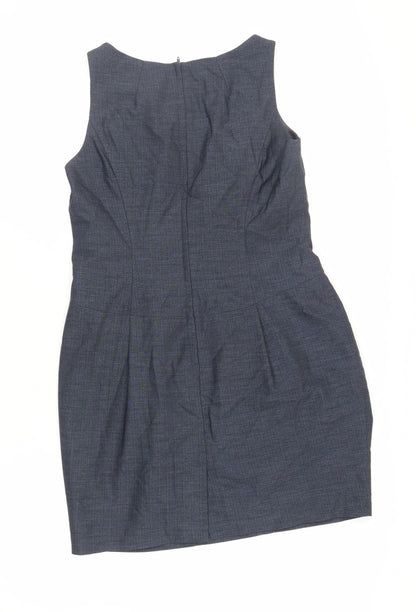 NEXT Womens Blue Polyester Pencil Dress Size 14 Boat Neck Zip - Lined