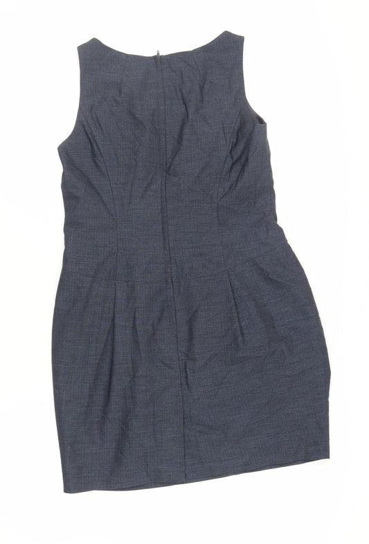 NEXT Womens Blue Polyester Pencil Dress Size 14 Boat Neck Zip - Lined