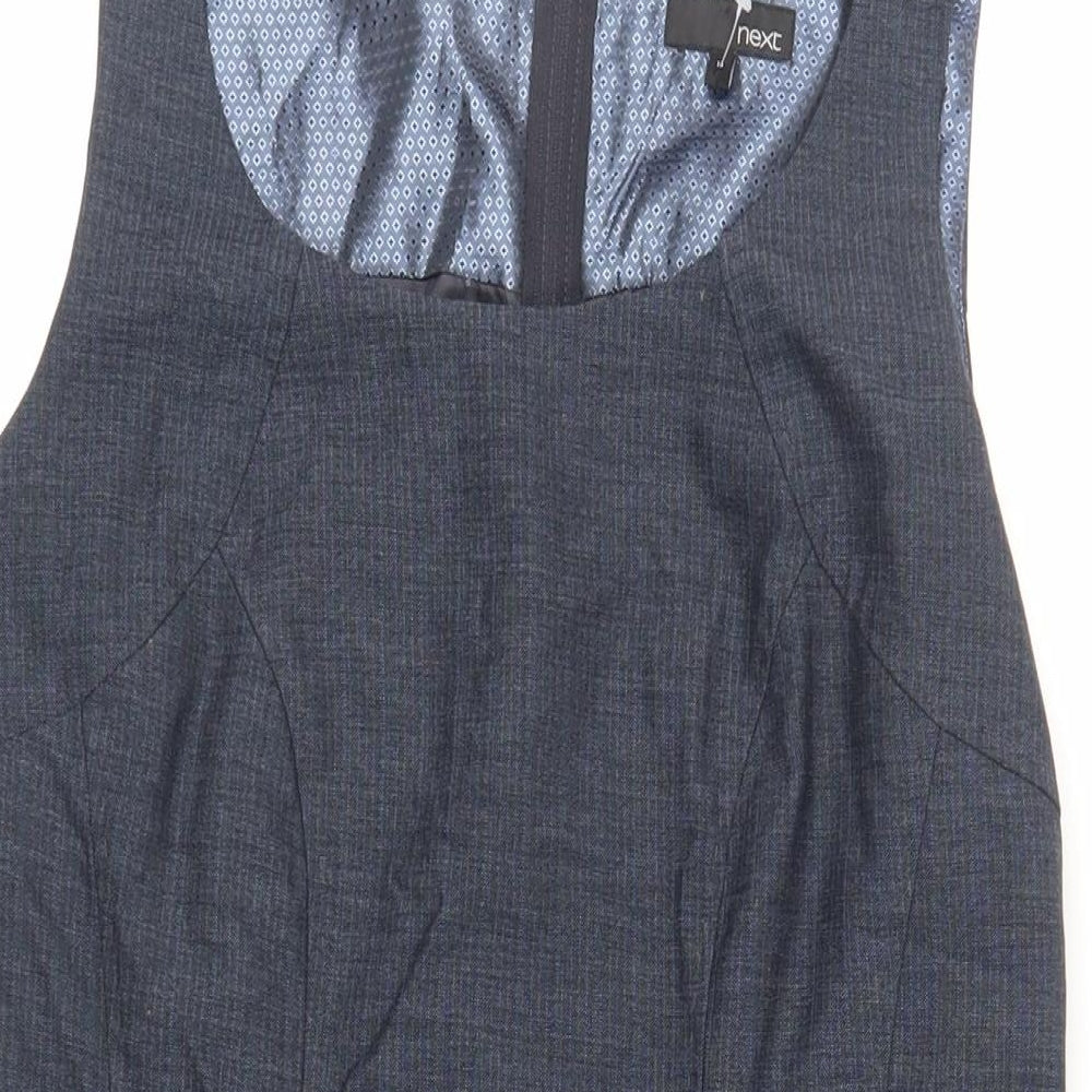 NEXT Womens Blue Polyester Pencil Dress Size 14 Boat Neck Zip - Lined