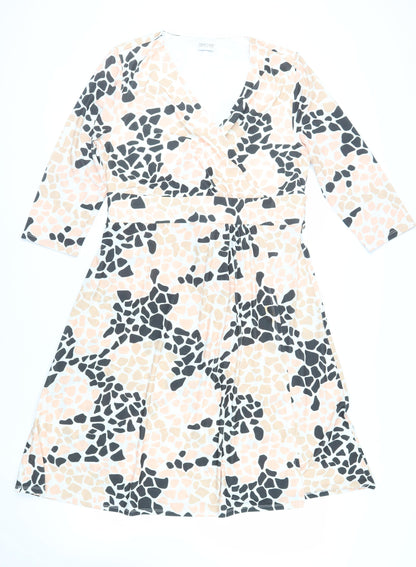 Together Womens Ivory Geometric Polyester Fit & Flare Size 16 V-Neck Pullover
