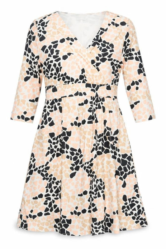 Together Womens Ivory Geometric Polyester Fit & Flare Size 16 V-Neck Pullover