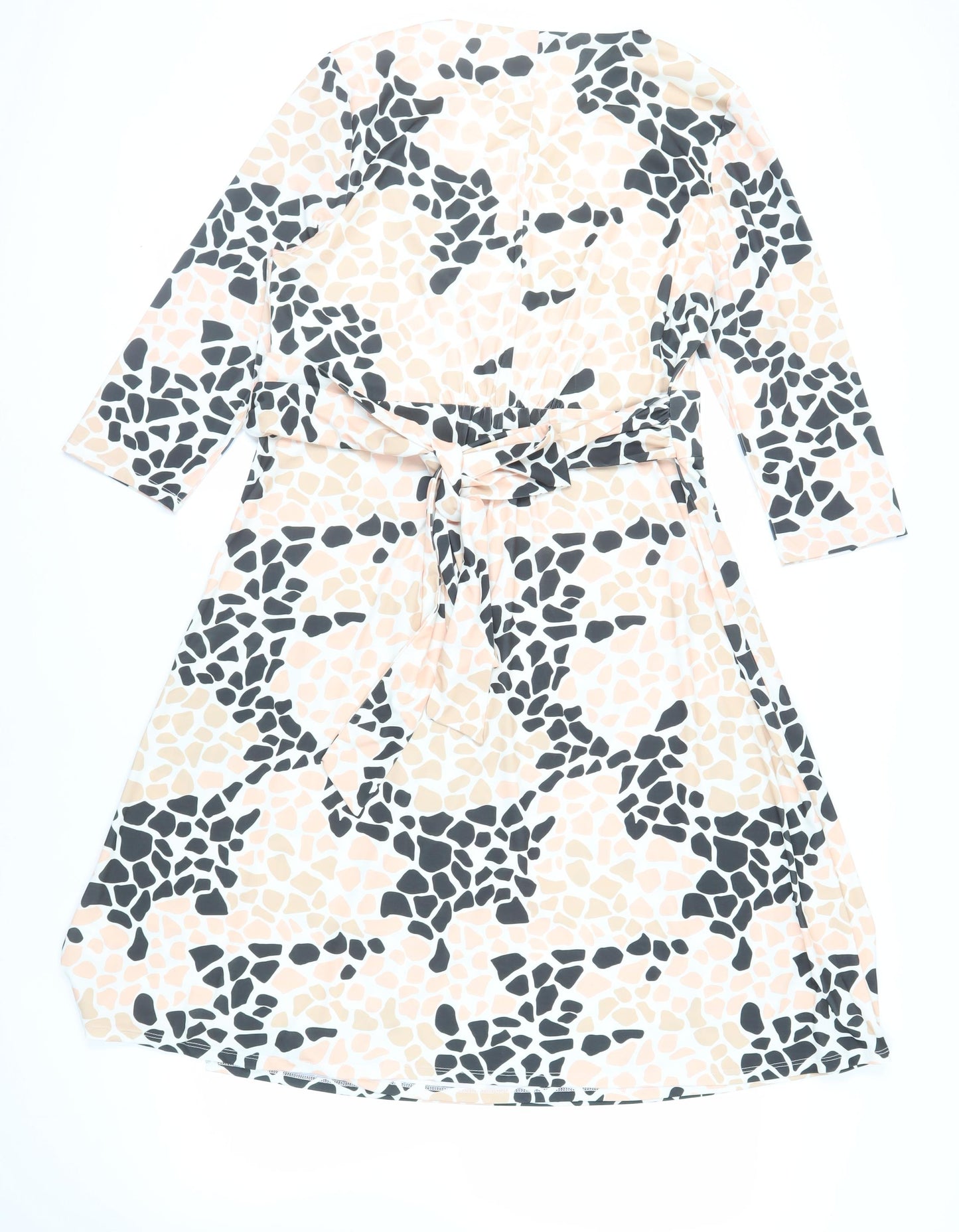 Together Womens Ivory Geometric Polyester Fit & Flare Size 16 V-Neck Pullover