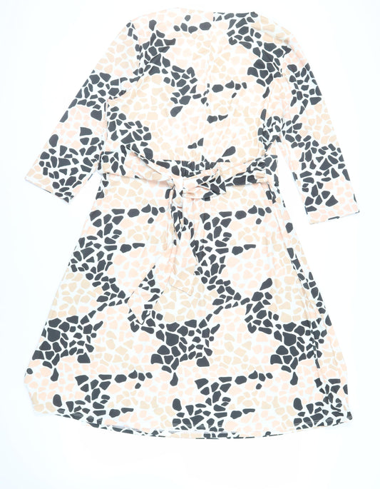 Together Womens Ivory Geometric Polyester Fit & Flare Size 16 V-Neck Pullover