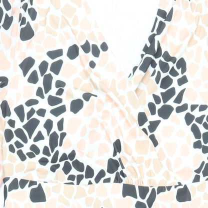 Together Womens Ivory Geometric Polyester Fit & Flare Size 16 V-Neck Pullover