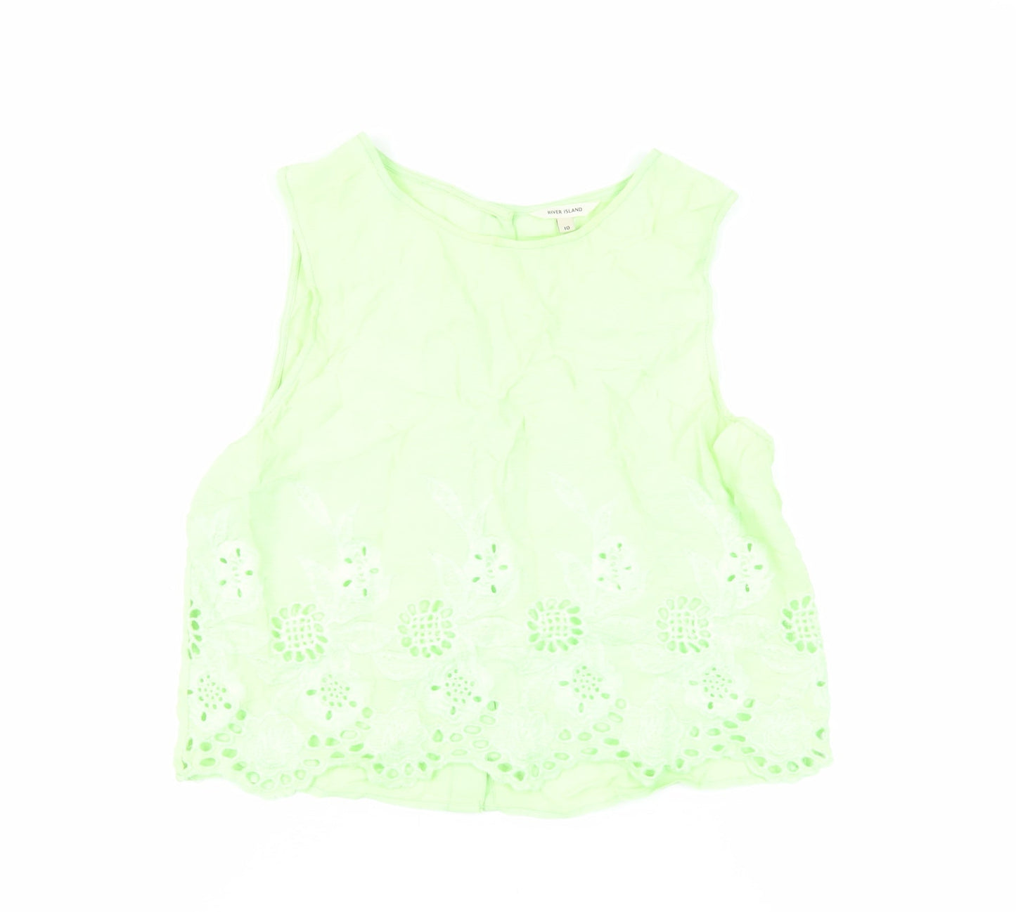 Womens UK Size 10 River Island Green Basic Tank