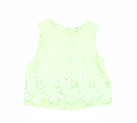 Womens UK Size 10 River Island Green Basic Tank