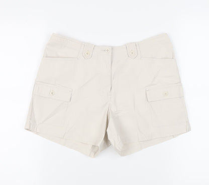 Dorothy Perkins Womens Beige Cotton Cargo Shorts Size 12 L4 in Regular Zip