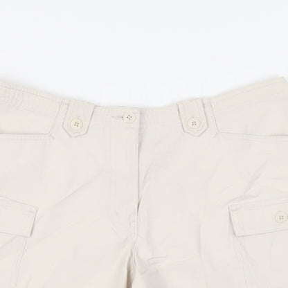Dorothy Perkins Womens Beige Cotton Cargo Shorts Size 12 L4 in Regular Zip