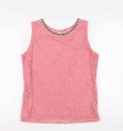 Womens UK Size 16 Dorothy Perkins Pink Basic Tank
