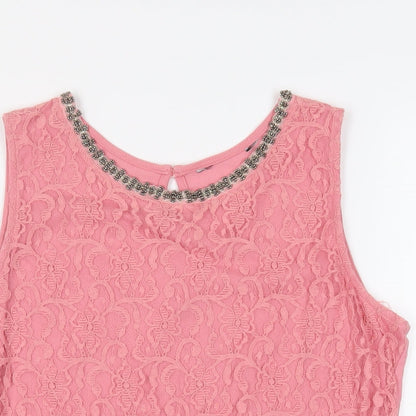 Womens UK Size 16 Dorothy Perkins Pink Basic Tank
