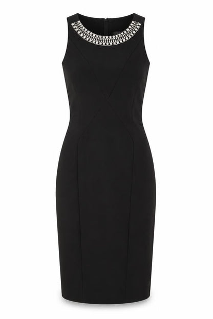 Zara Womens Black Polyester Pencil Dress Size S Halter Zip - Embellished Neckline