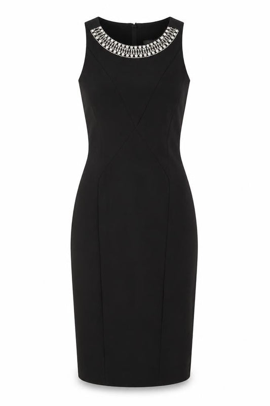 Zara Womens Black Polyester Pencil Dress Size S Halter Zip - Embellished Neckline