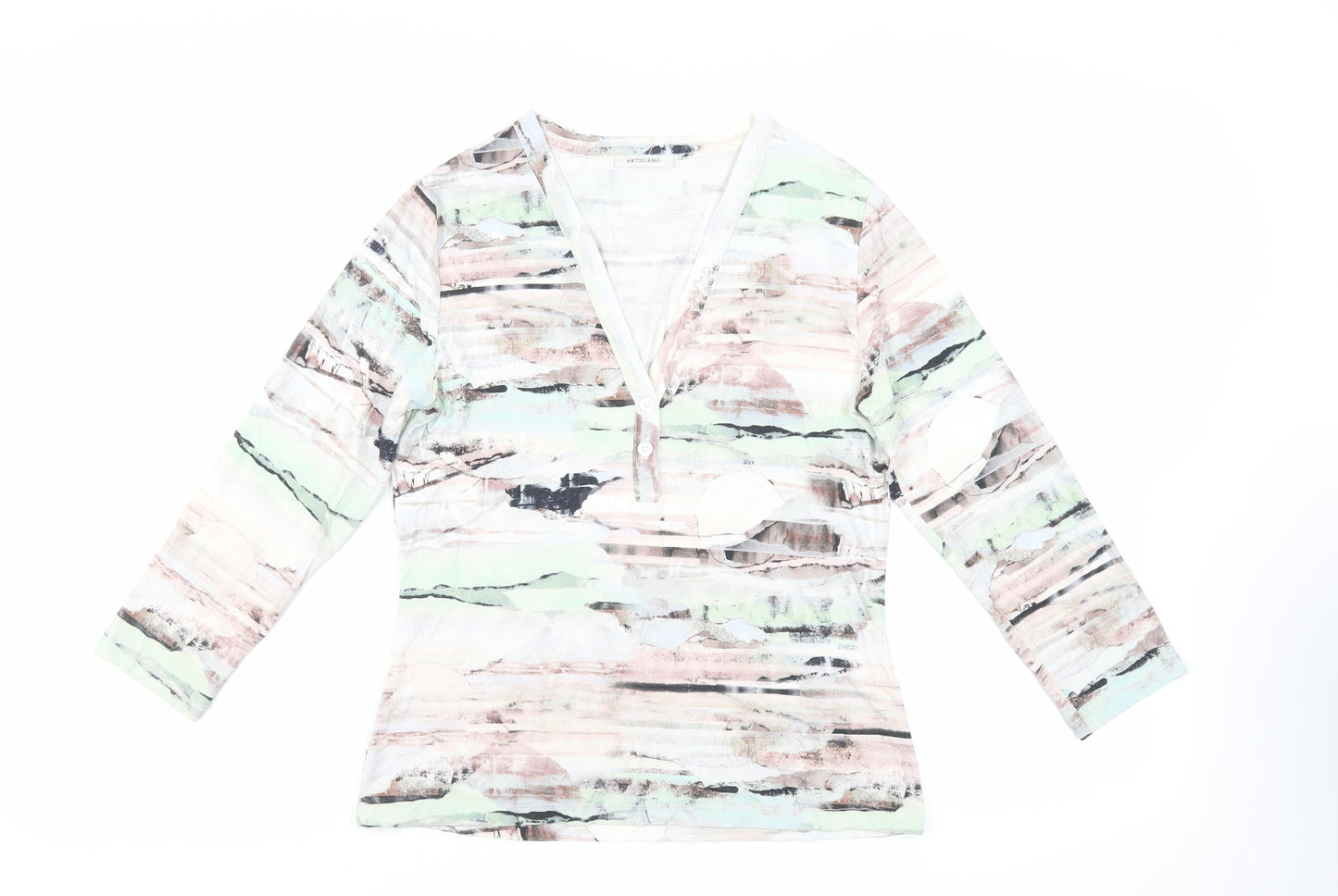 Womens UK Size 12 Artigiano Multicoloured Basic T-Shirt