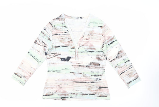 Womens UK Size 12 Artigiano Multicoloured Basic T-Shirt