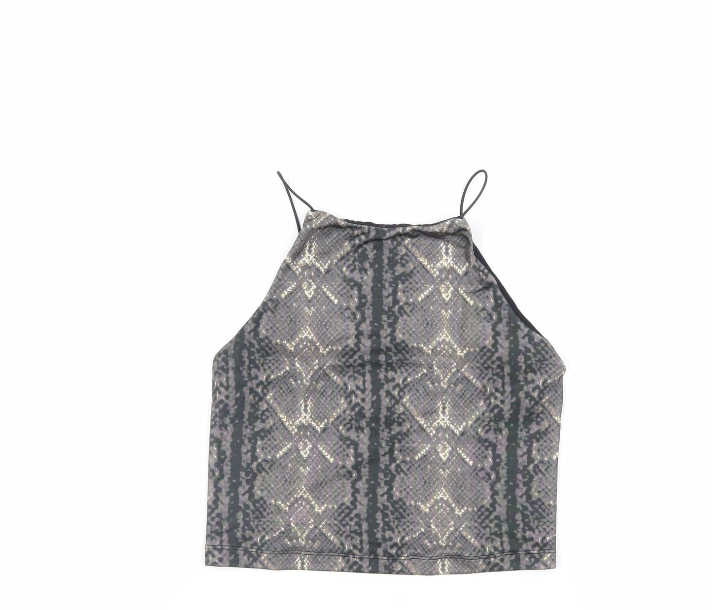 Urban Outfitters Womens Grey Animal Print Polyester Cropped Tank Size S Round Neck - Backless