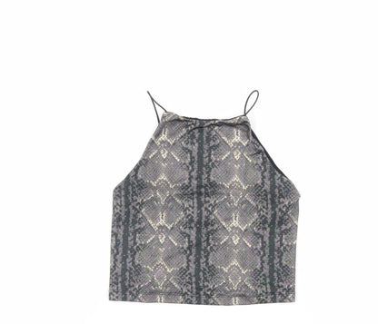 Urban Outfitters Womens Grey Animal Print Polyester Cropped Tank Size S Round Neck - Backless