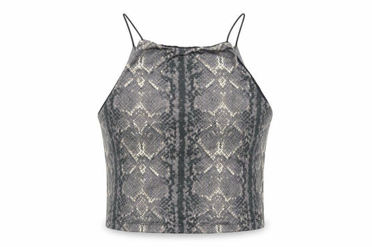 Urban Outfitters Womens Grey Animal Print Polyester Cropped Tank Size S Round Neck - Backless