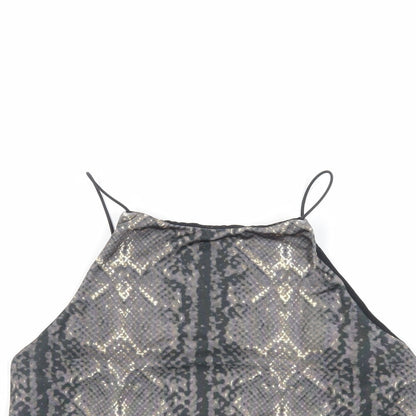 Urban Outfitters Womens Grey Animal Print Polyester Cropped Tank Size S Round Neck - Backless