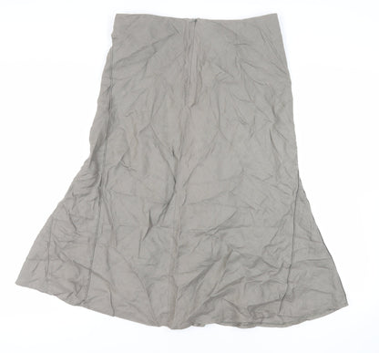 Per Una Womens Green Linen A-Line Skirt Size 12 Zip