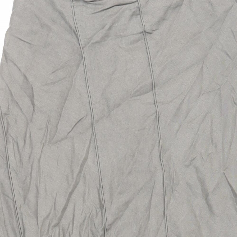 Per Una Womens Green Linen A-Line Skirt Size 12 Zip