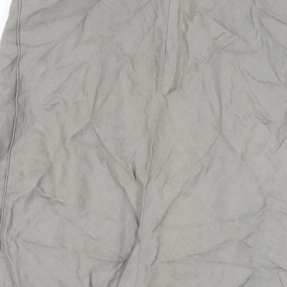 Per Una Womens Green Linen A-Line Skirt Size 12 Zip