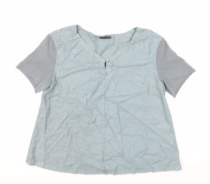 OSKA Womens Green Modal Basic Blouse Size M V-Neck