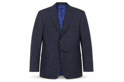 Marks & Spencer Mens Blue Check Wool Jacket Suit Jacket Size 44 Regular