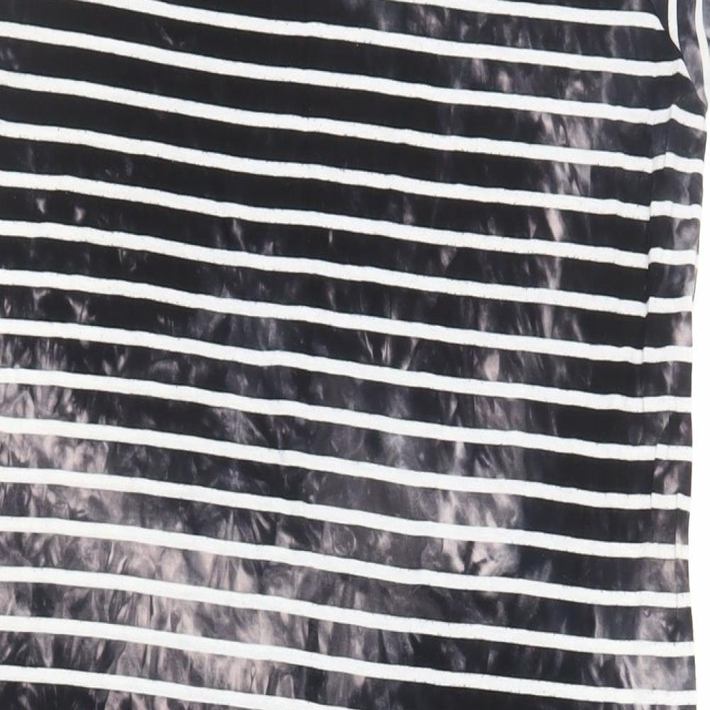 French Connection Womens Black Striped Viscose T-Shirt Dress Size 14 Crew Neck Pullover