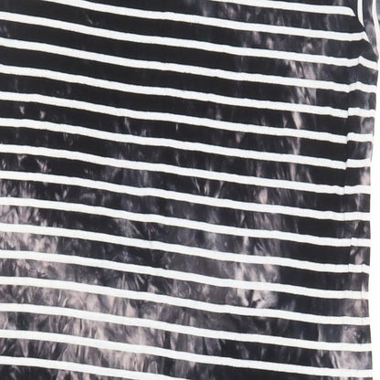 French Connection Womens Black Striped Viscose T-Shirt Dress Size 14 Crew Neck Pullover