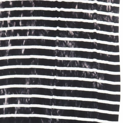 French Connection Womens Black Striped Viscose T-Shirt Dress Size 14 Crew Neck Pullover