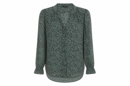 Next Womens Green Animal Print Viscose Basic Blouse Size 8 V-Neck