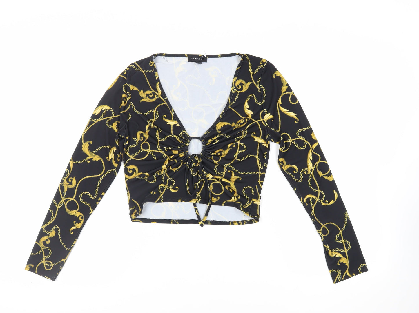 Womens UK Size 14 New Look Black Cropped Blouse