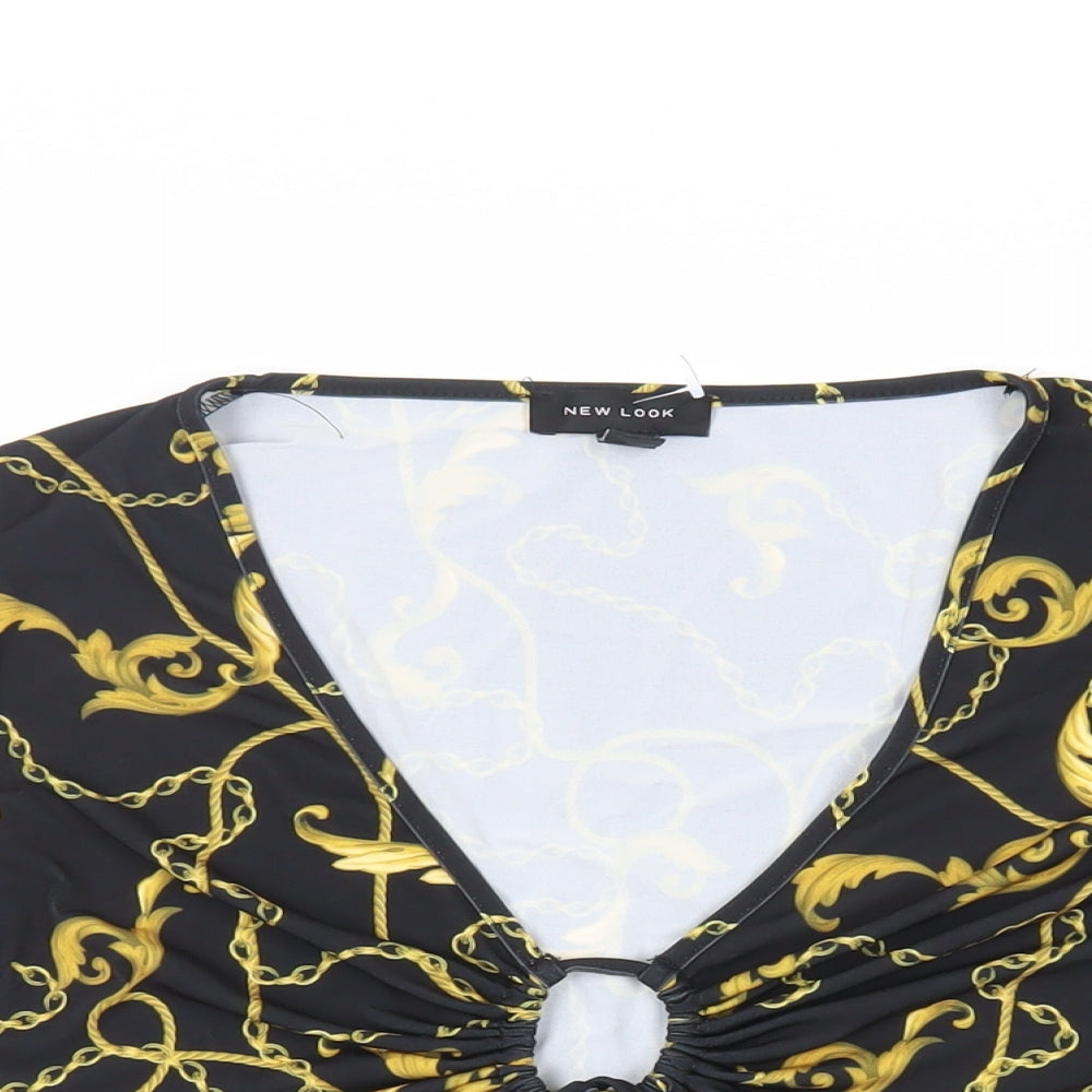 Womens UK Size 14 New Look Black Cropped Blouse