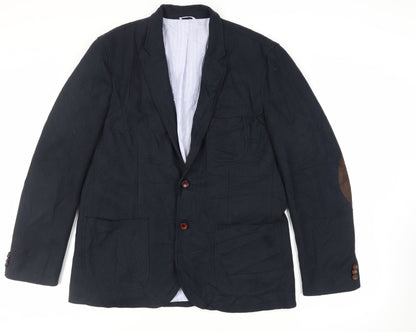 Zara Man Mens Blue Jacket Blazer Size 46 Button - Elbow Patches