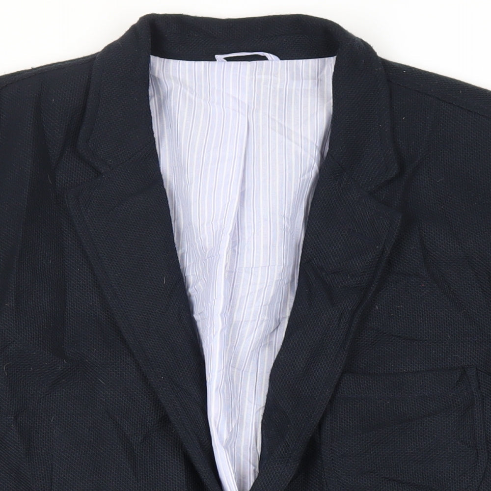 Zara Man Mens Blue Jacket Blazer Size 46 Button - Elbow Patches