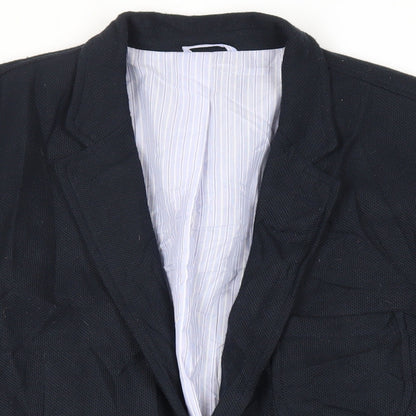 Zara Man Mens Blue Jacket Blazer Size 46 Button - Elbow Patches